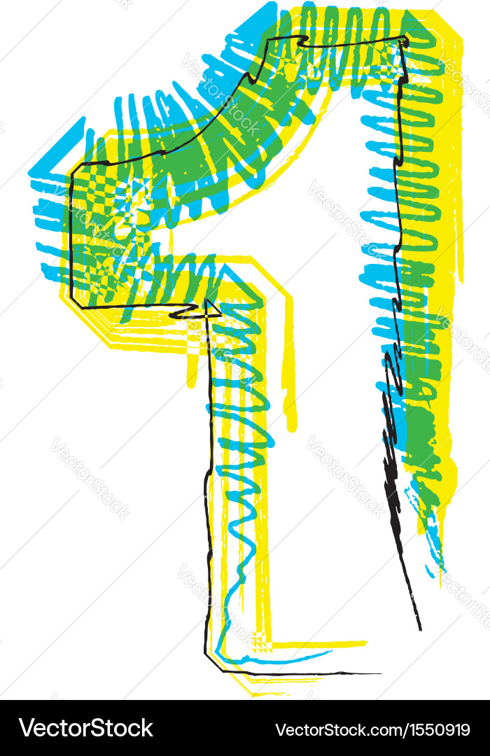 Sketch font number 1 vector image