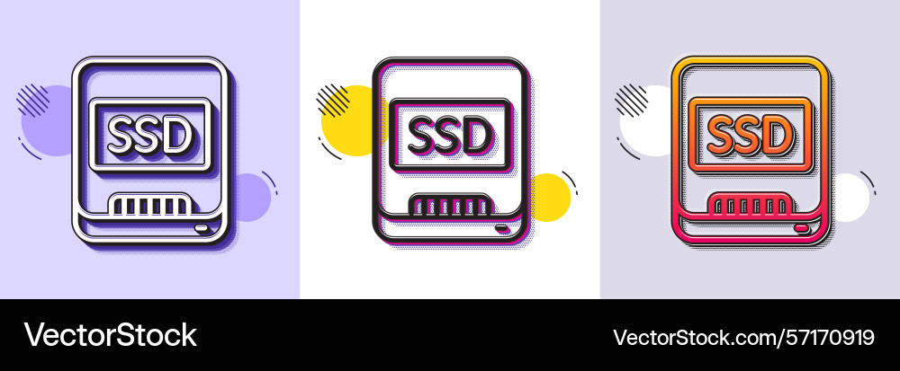 Ssd line icon computer memory component sign vector image