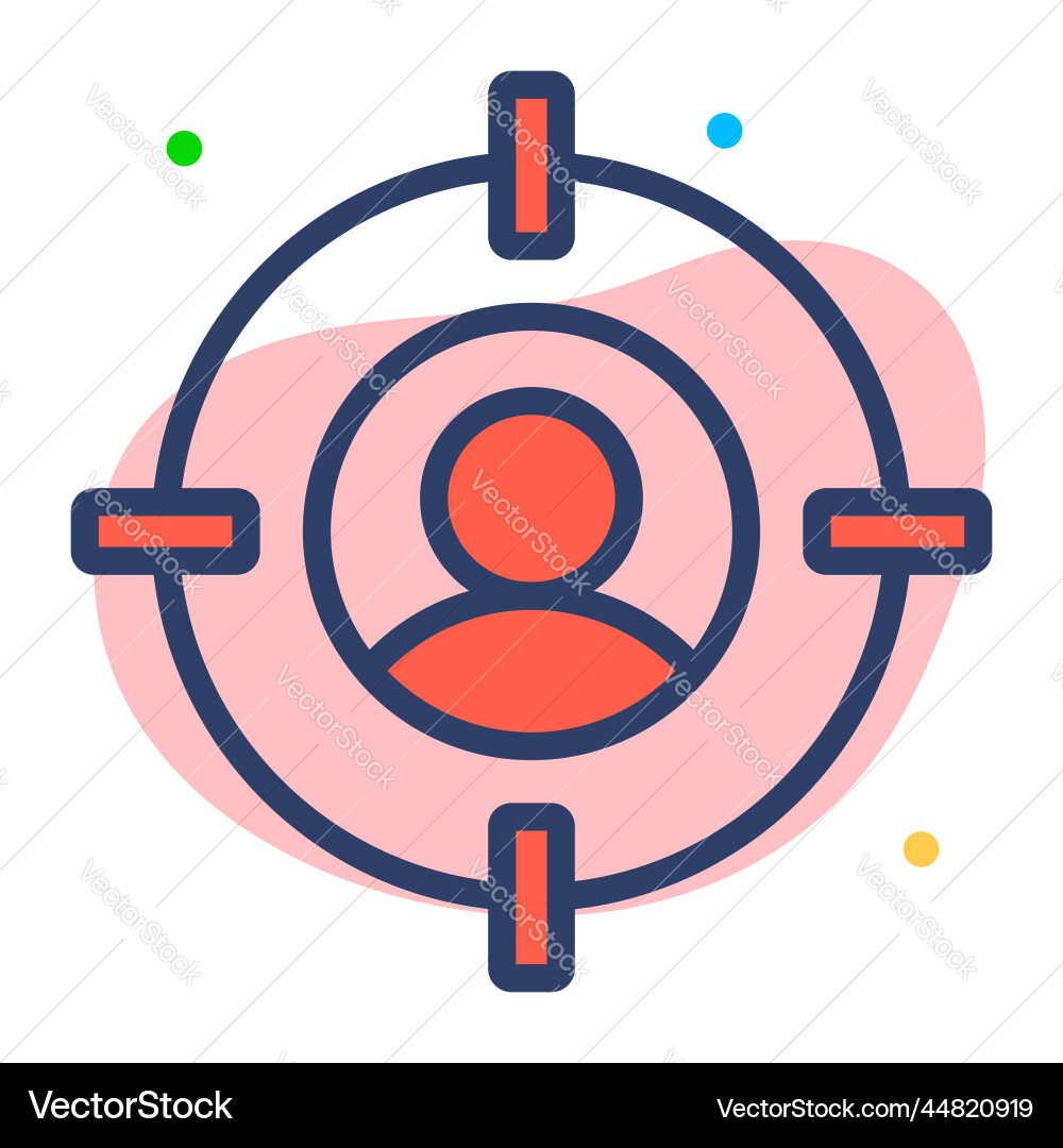 Target user icon interface as a simple sign vector image