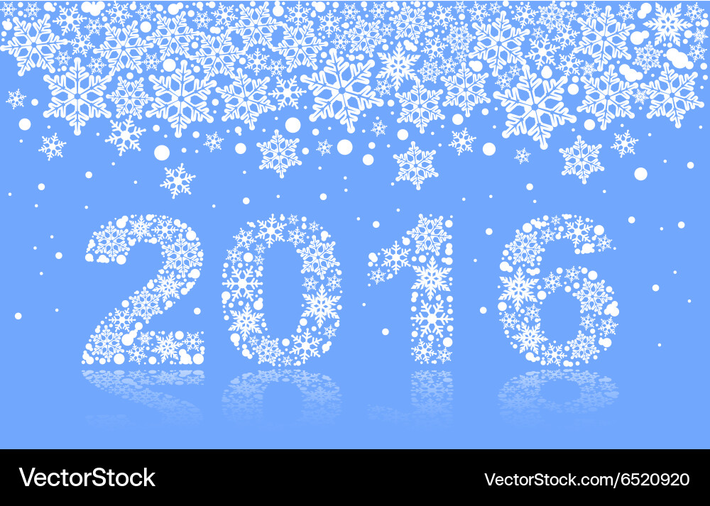 2016 background of snowflakes number text vector image