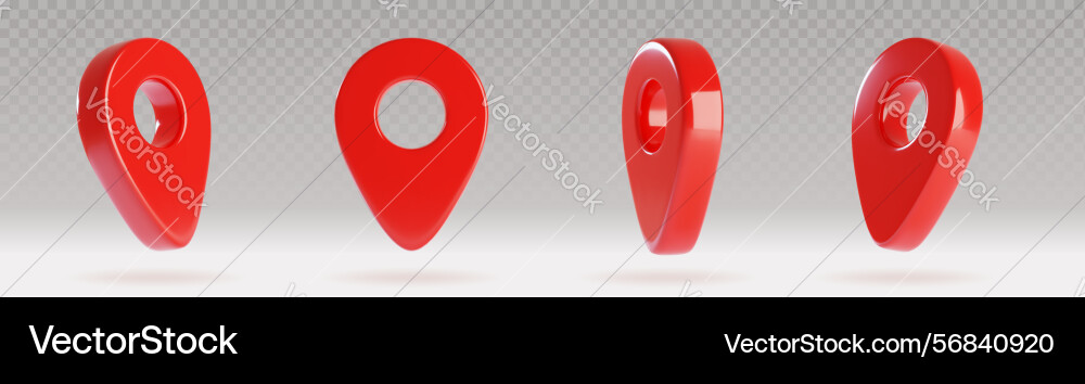 3d red map pointer pin icons set 3d red map pointer pin icons set Vector Image