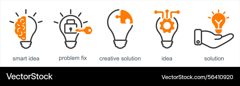 A set of 5 business icons as smart idea problem Vector Image