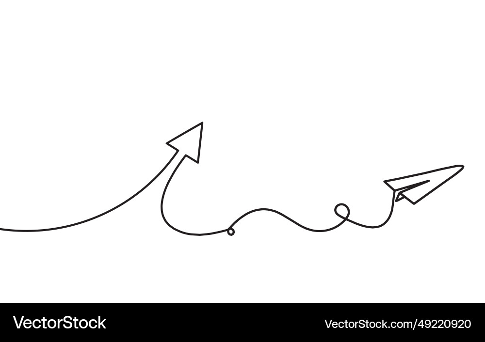 Abstract continuous lines arrows with paper plane Abstract continuous lines arrows with paper plane Vector Image