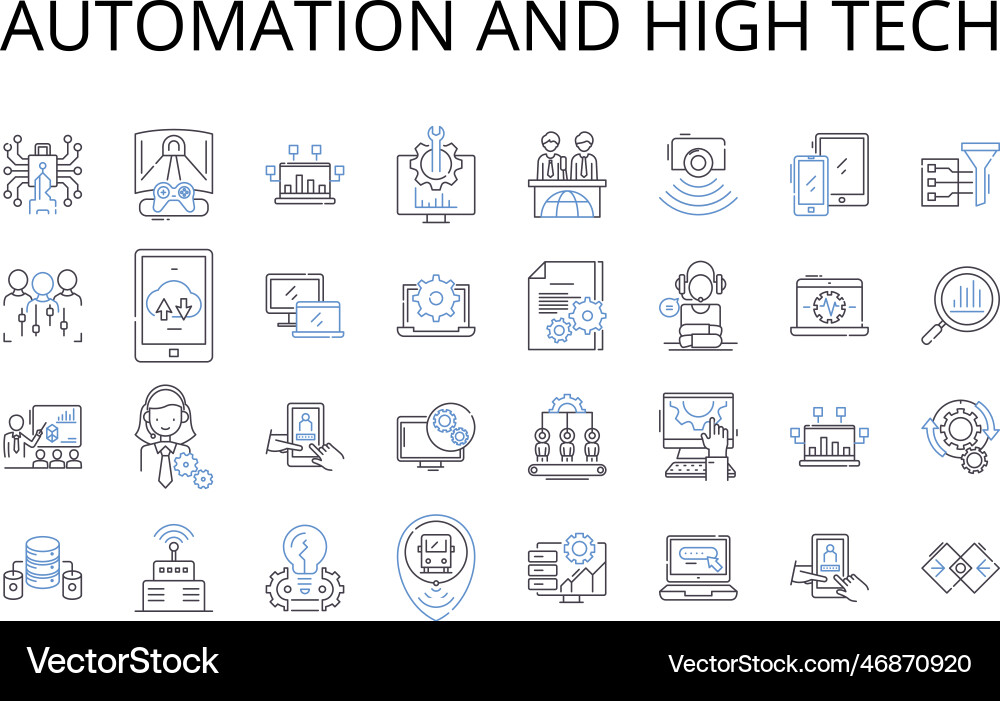 Automation and high tech line icons collection Automation and high tech line icons collection Vector Image