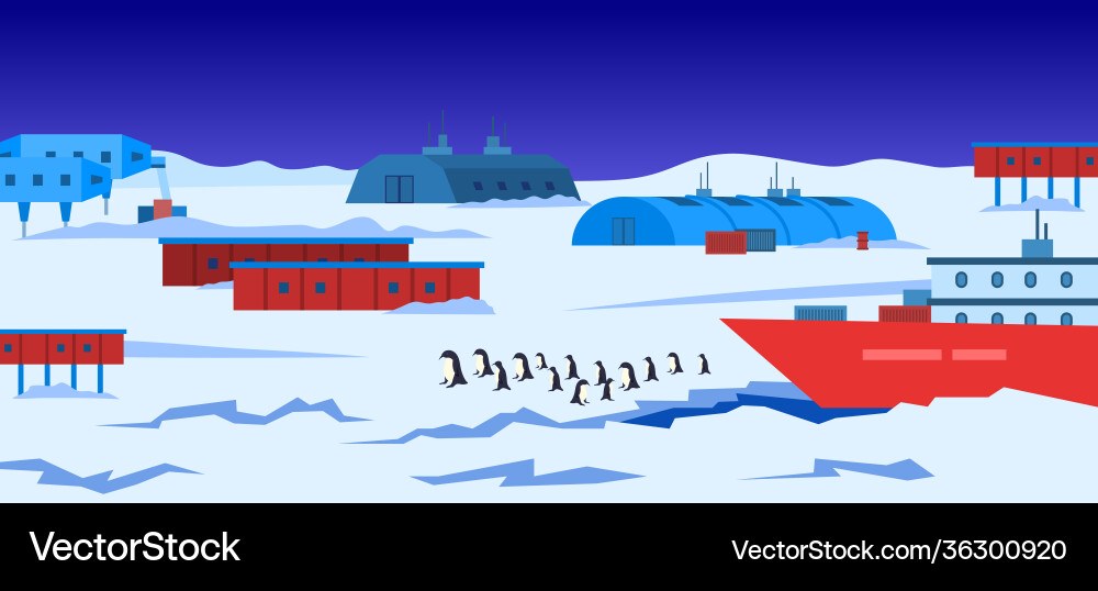 Cartoon Farbe antarktische Polarstation Cartoon Farbe antarktische Polarstation vektorbild