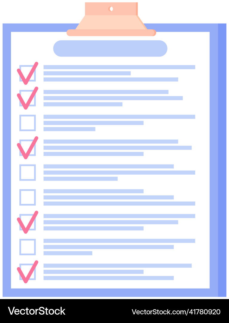 Checklist daily plan with red tick marks Vector Image