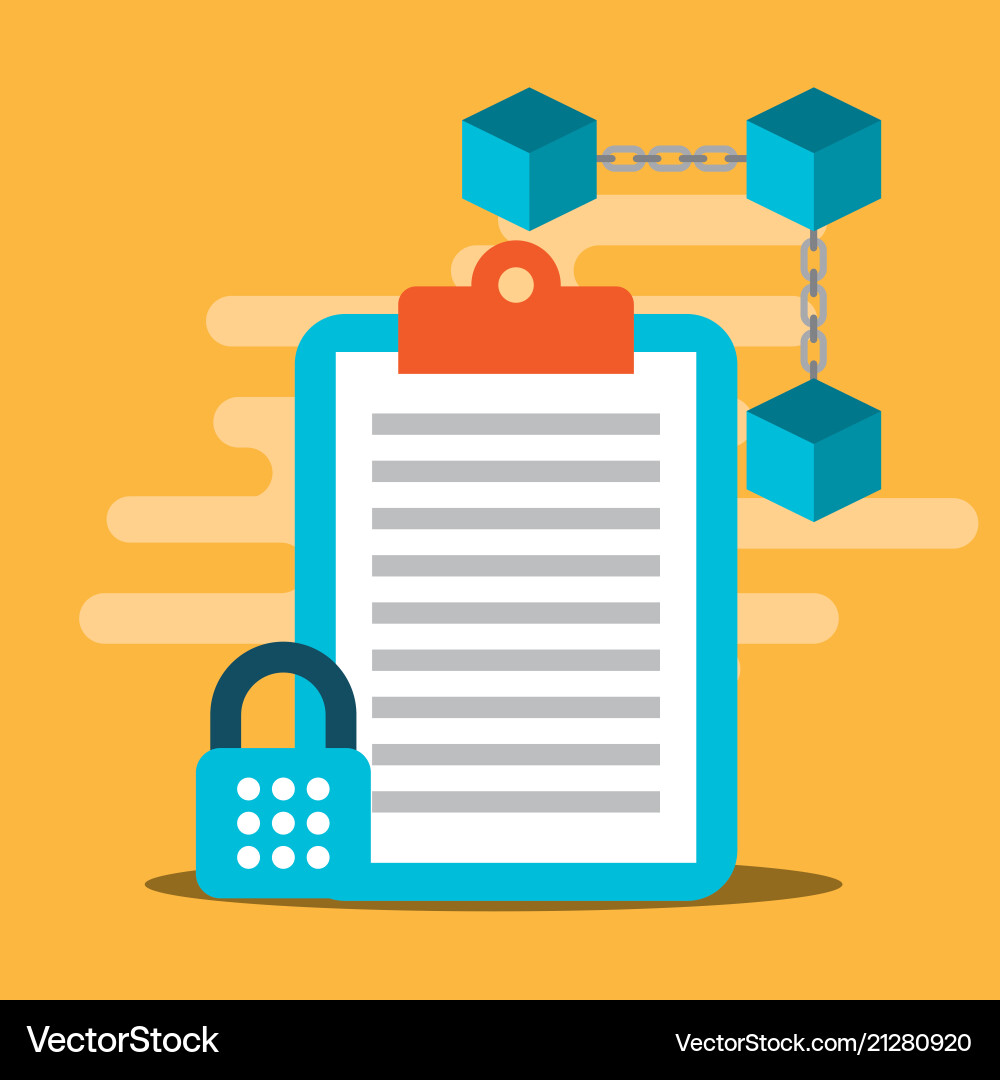 Clipboard cyber security blockchain digital vector image