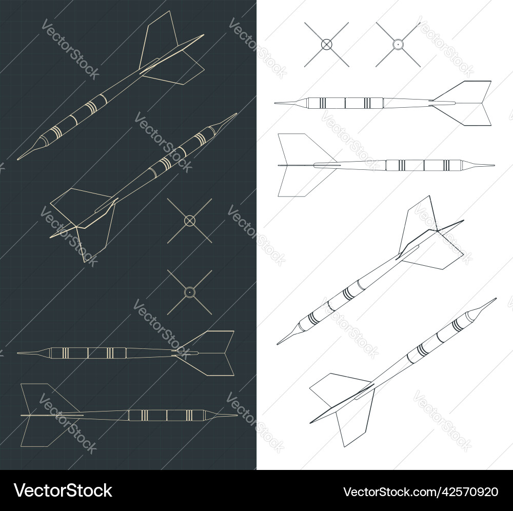 Dart arrows blueprints Vector Image