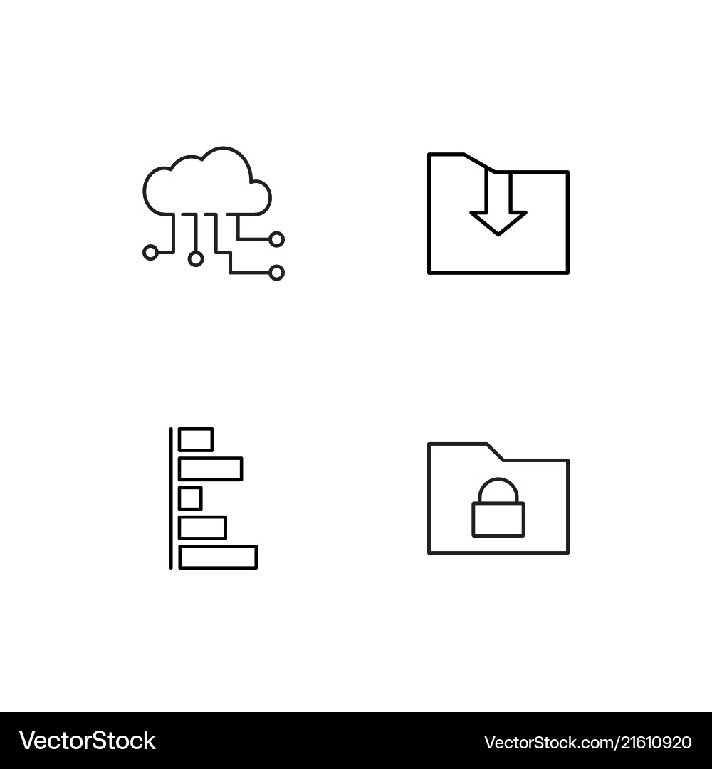 Data analytics linear icons set simple outline vector image