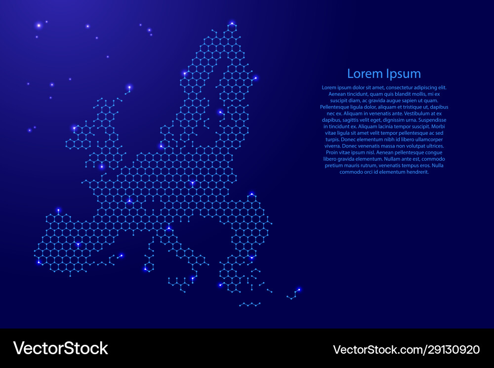 European union map from futuristic hexagonal European union map from futuristic hexagonal vector image