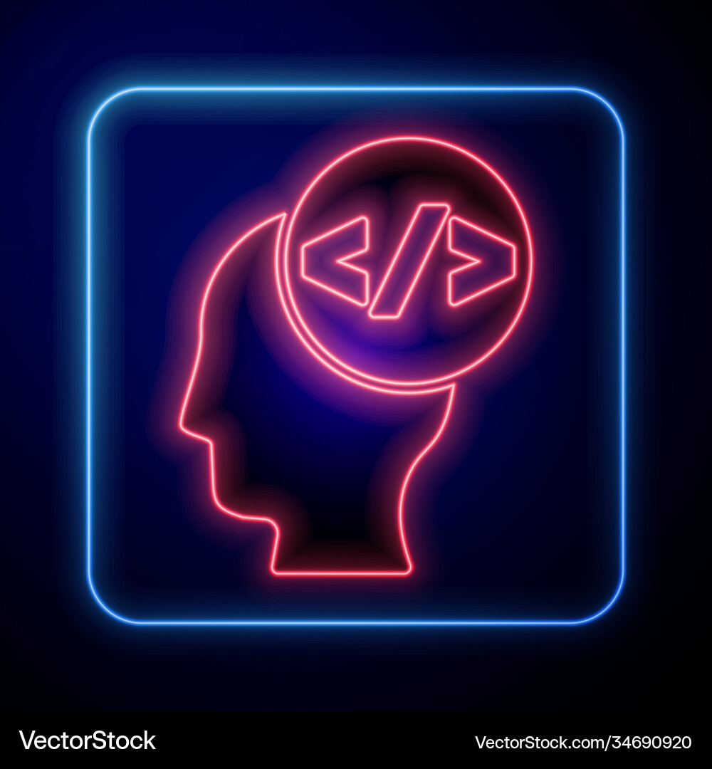Glowing neon web design and front end development Glowing neon web design and front end development vector image