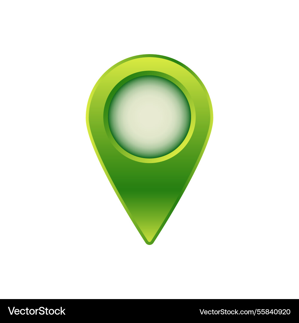 Green map marker icon with gradient shade vector image