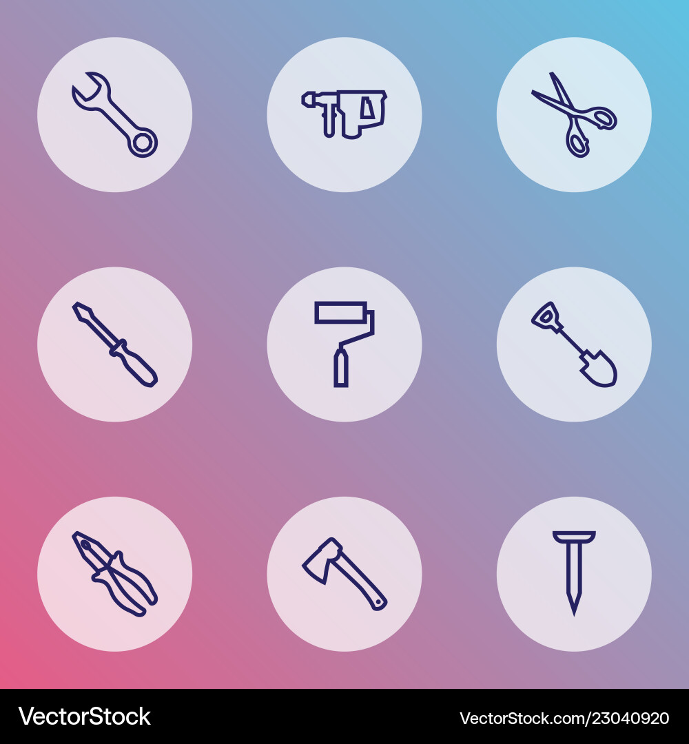 Handtools icons line style set with screwdriver Handtools icons line style set with screwdriver vector image