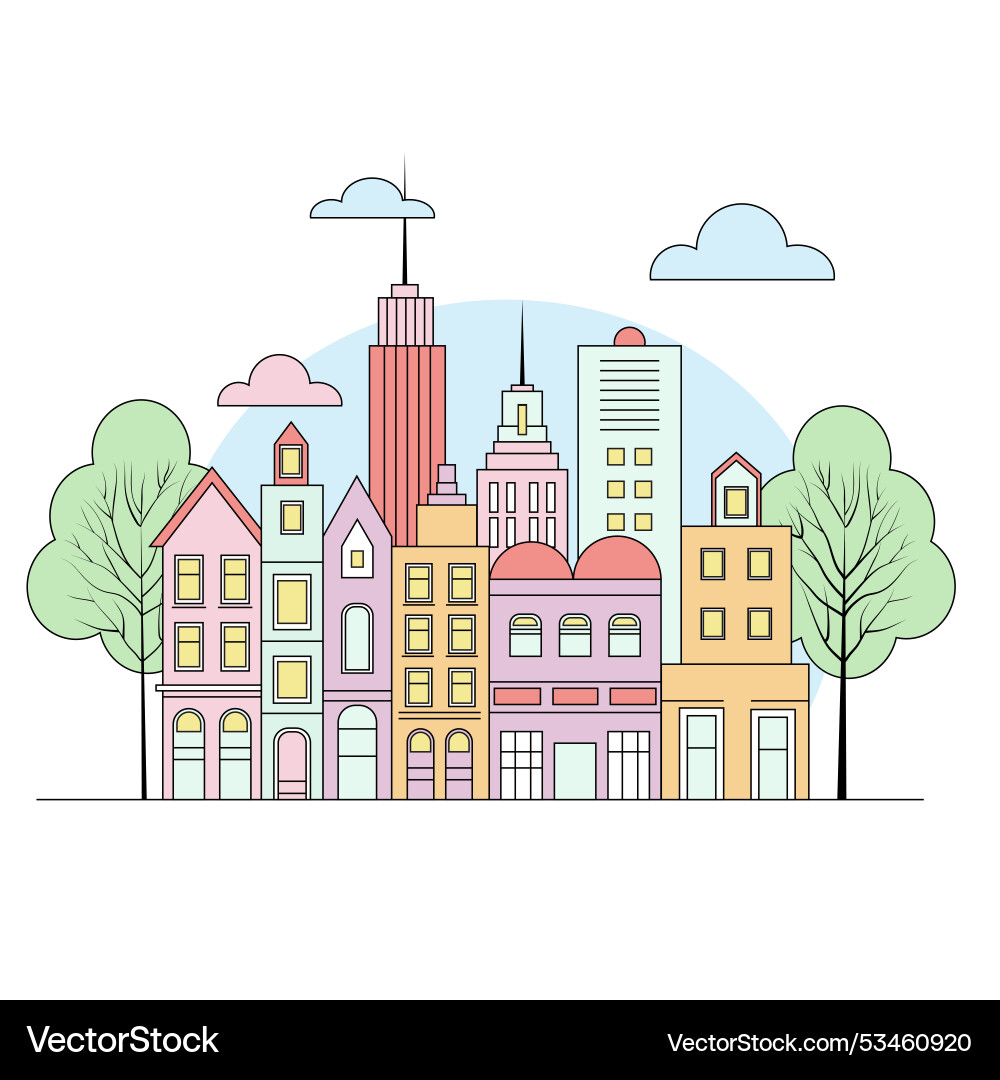 In a simple minimal geometric style - cityscape In a simple minimal geometric style - cityscape Vector Image