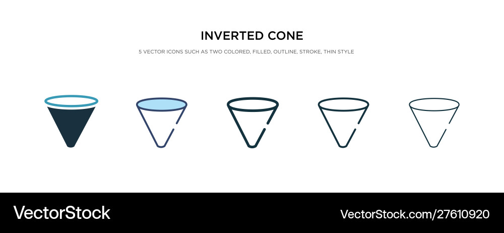 Inverted cone icon in different style two vector image