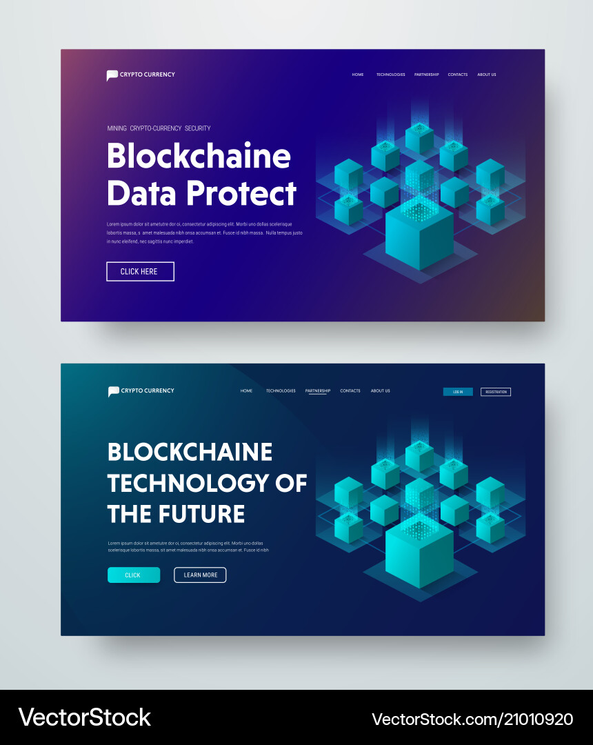 Isometric Blockchain Header Vector Image