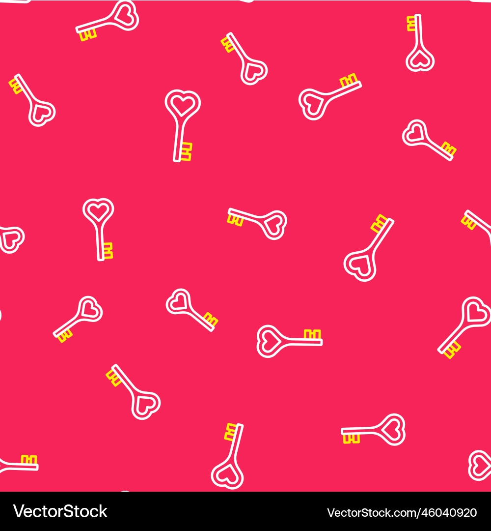 Line key in heart shape icon isolated seamless Line key in heart shape icon isolated seamless vector image