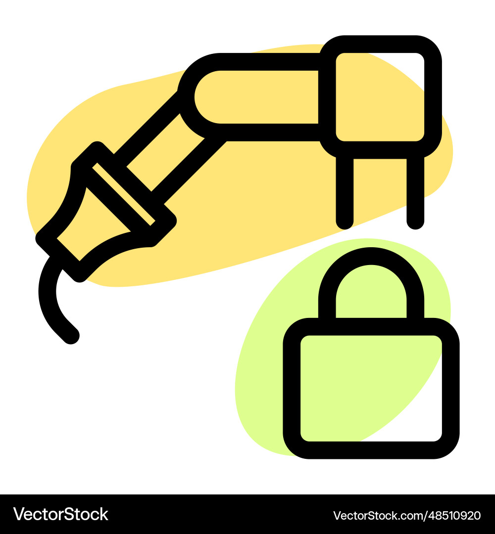 Lock system inbuilt in mechanical arm vector image