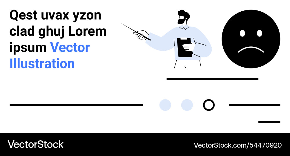 Man pointing to sad face icon with text Vector Image