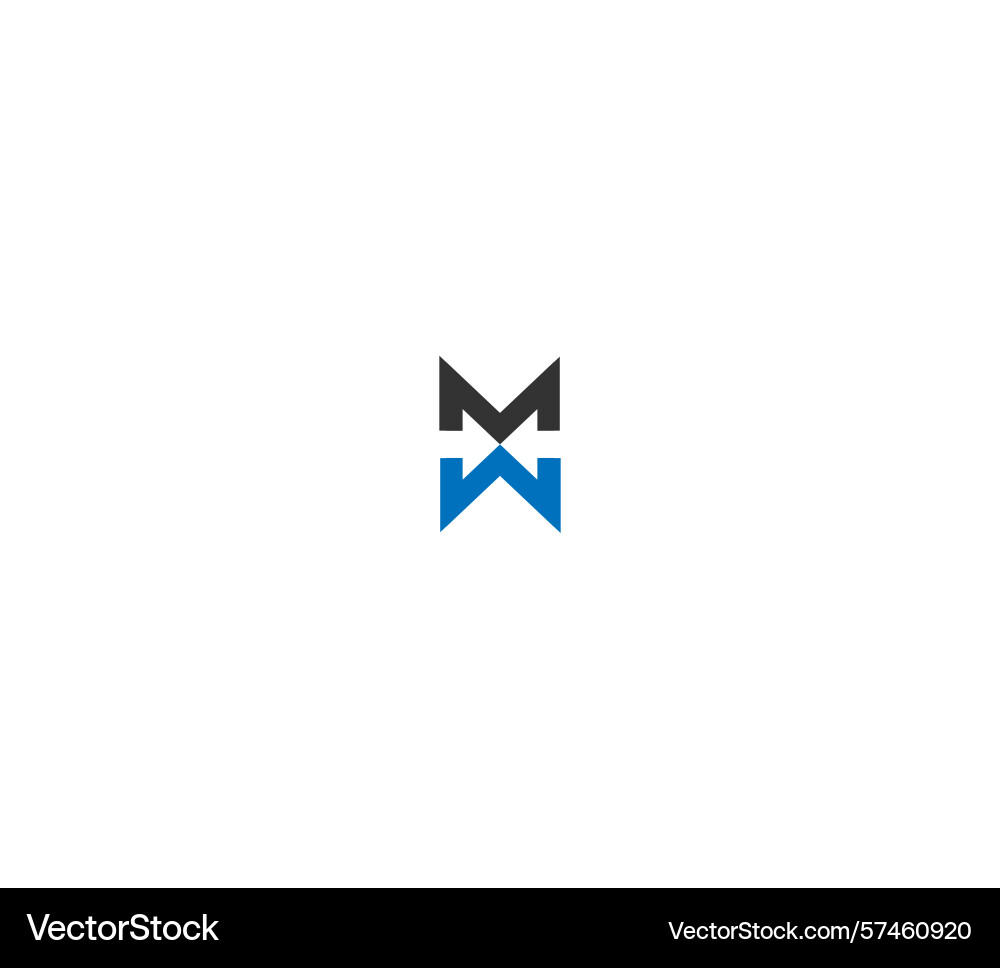 Minimal letter mw or wm with right and left Minimal letter mw or wm with right and left Vector Image