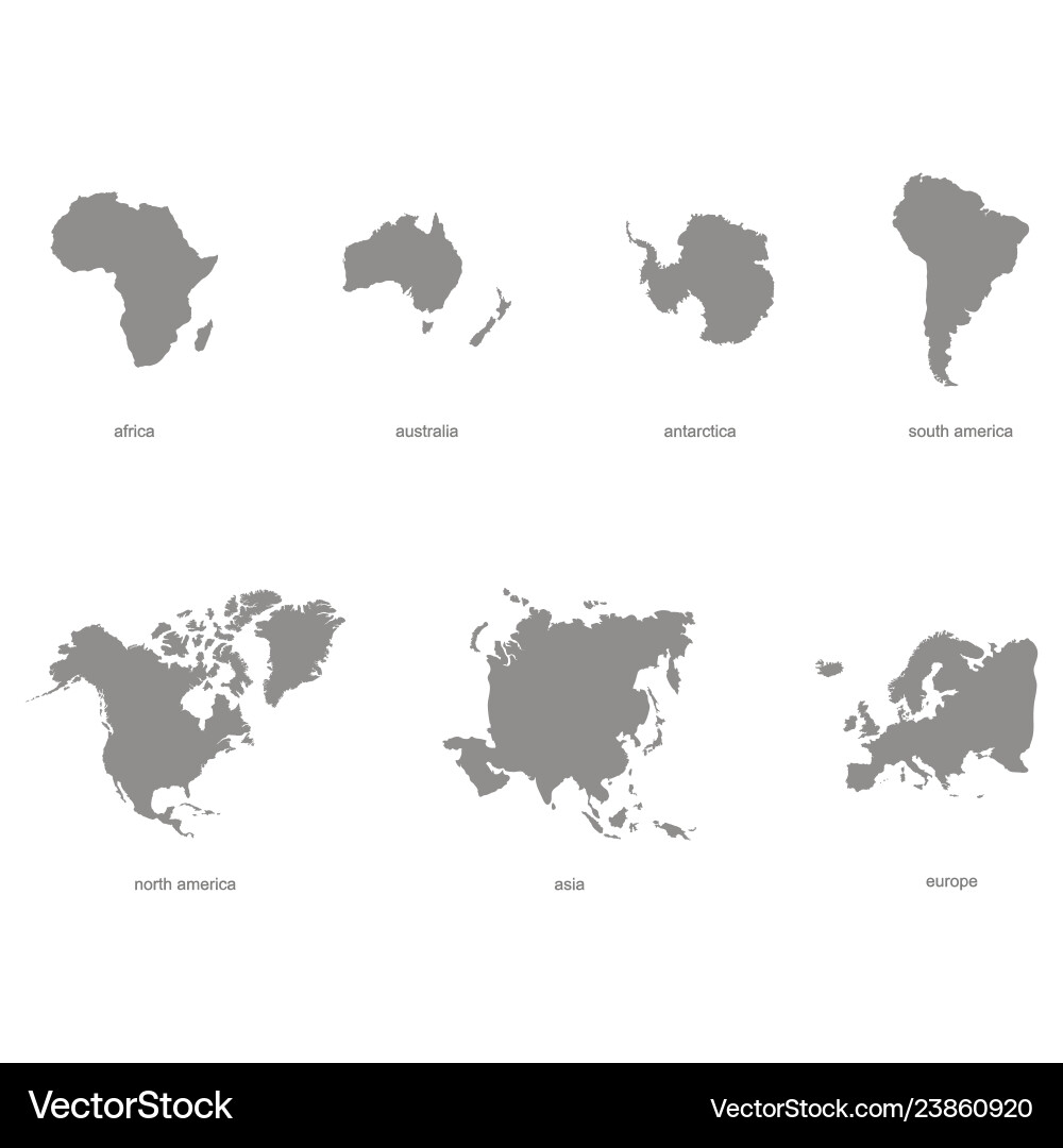Monochrome icons with world continents Royalty Free Vector