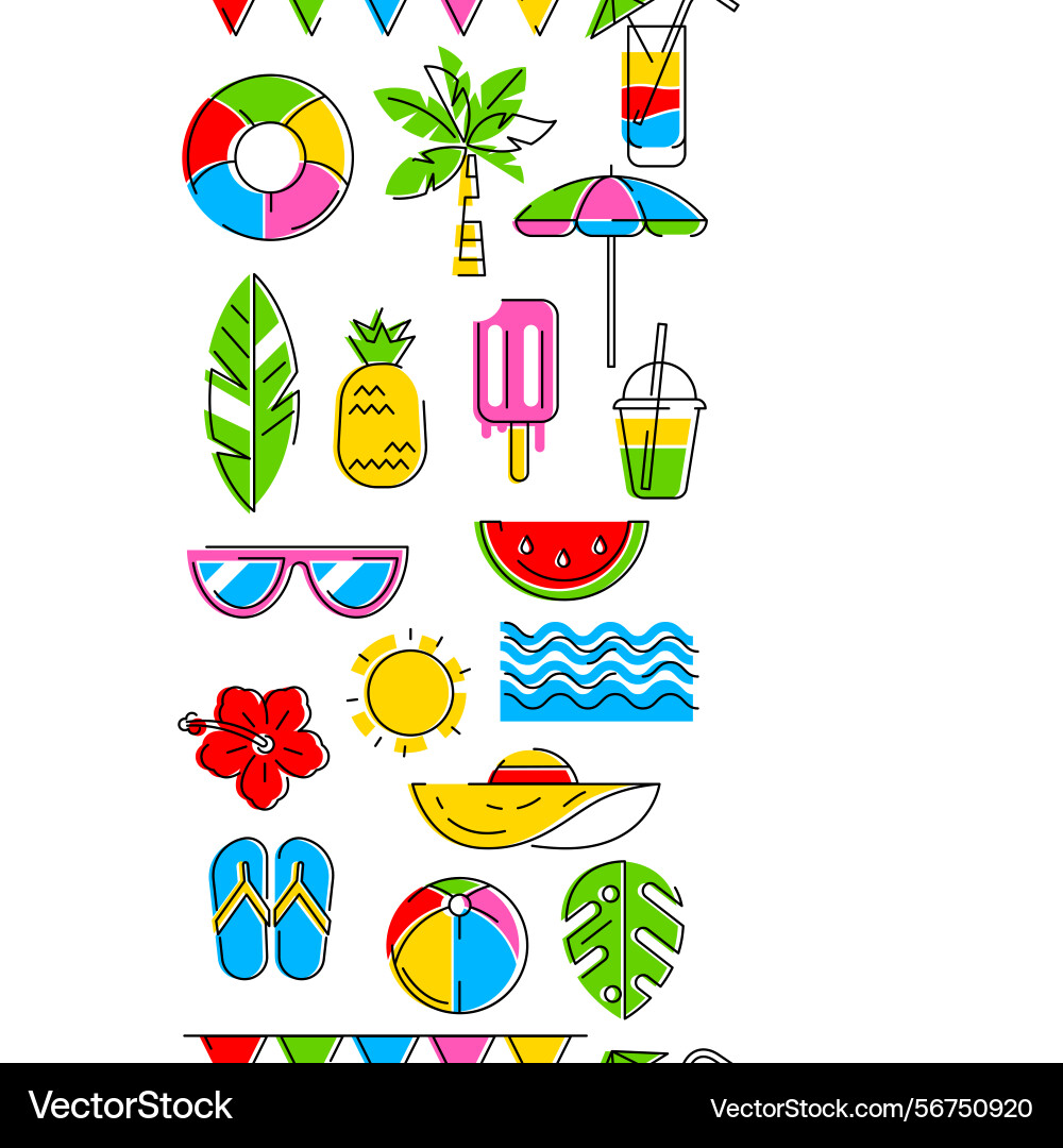 Pattern with summer items stylized beach objects Pattern with summer items stylized beach objects vector image