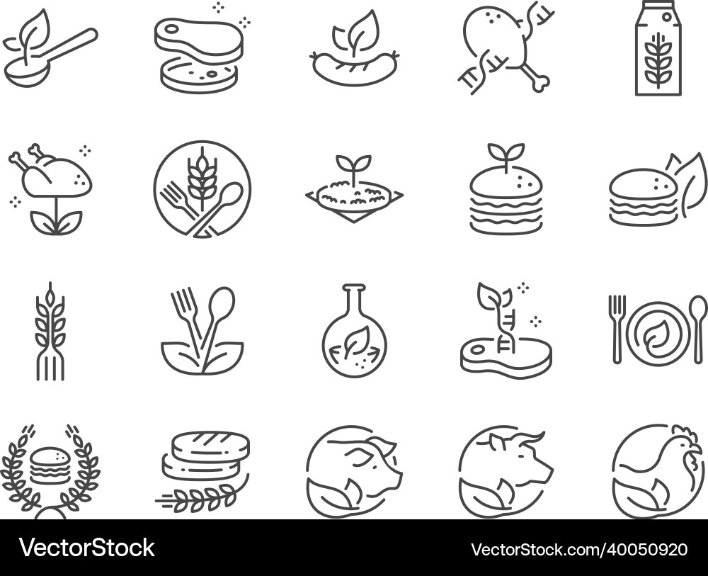 Plant-based food line icon set Plant-based food line icon set vector image