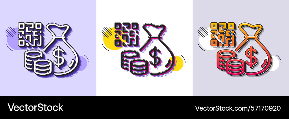 Qr code line icon scan barcode sign halftone Qr code line icon scan barcode sign halftone vector image