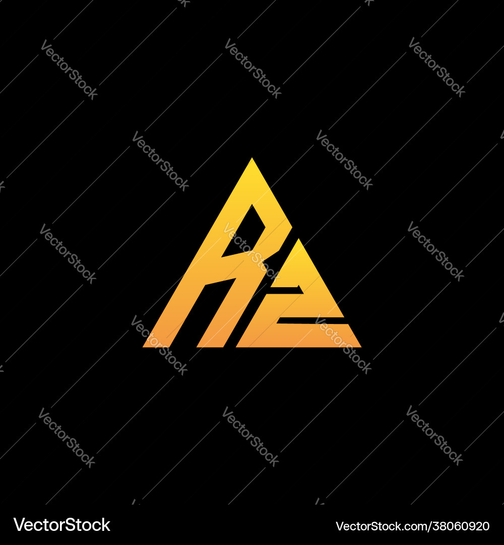 R z monogram initial logo with a yellow triangle R z monogram initial logo with a yellow triangle Vector Image