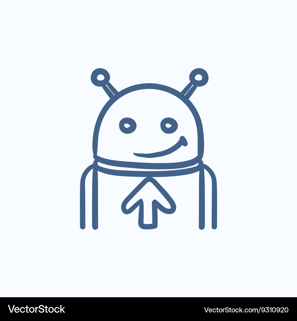 Robot with arrow up sketch icon Vector Image