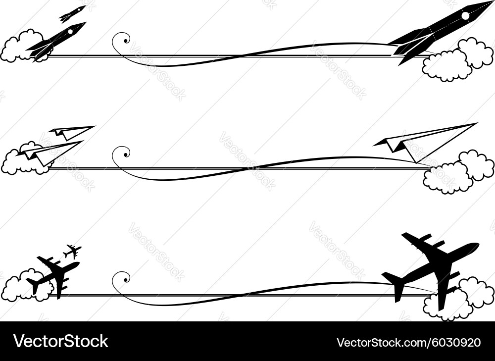 Rocket and Airplane Vignettes vector image