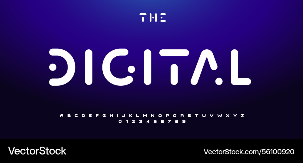 Rounded futuristic digital font with smooth vector image