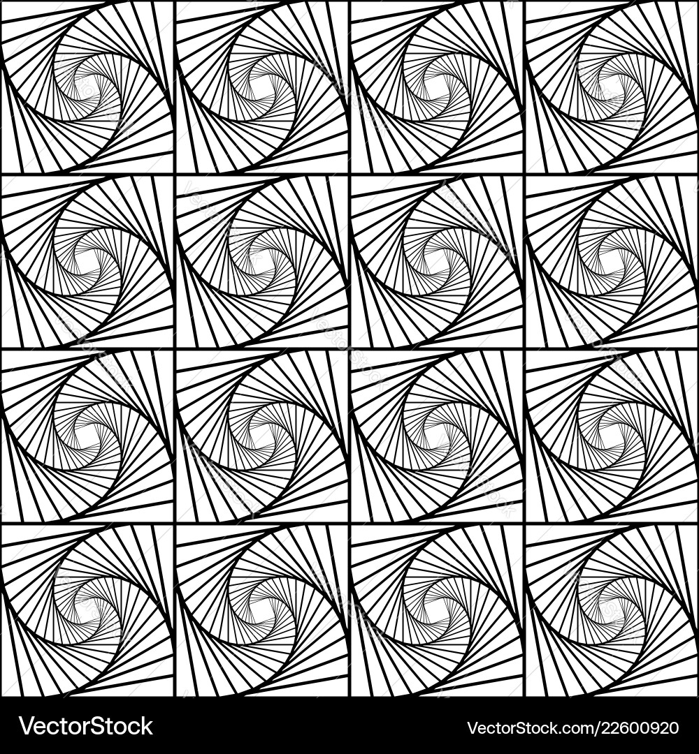 Seamless monochrome pattern with grid of twirly Seamless monochrome pattern with grid of twirly vector image