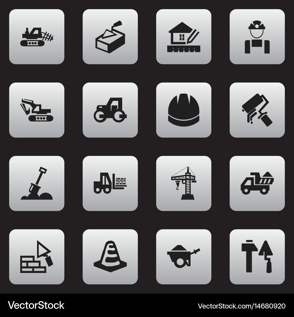 Set of 16 editable structure icons includes vector image