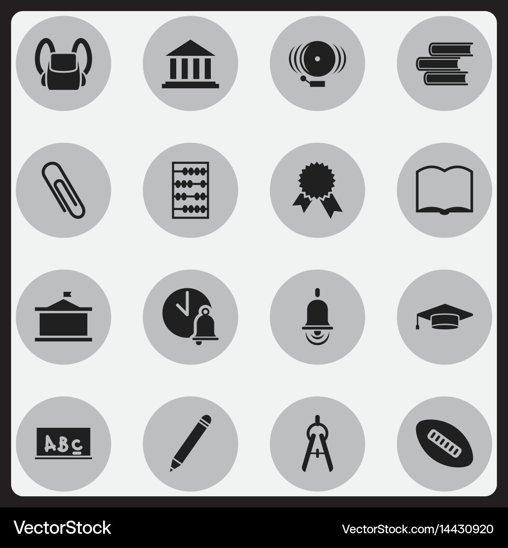 Set of 16 editable university icons includes Vector Image