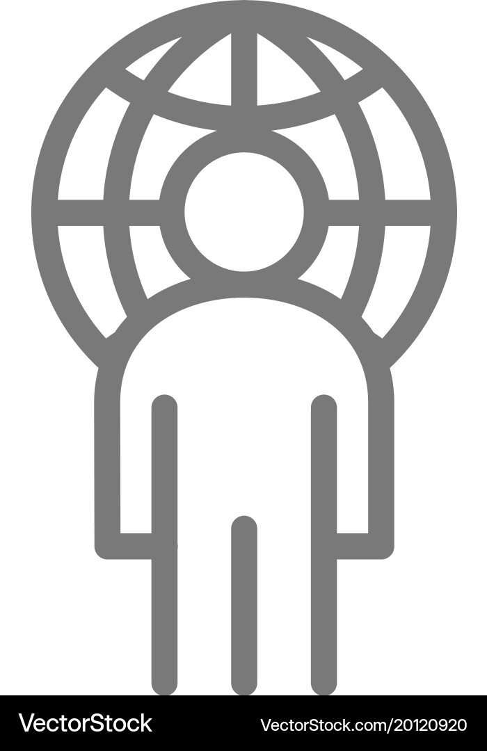 Simple man with the planet line icon symbol vector image