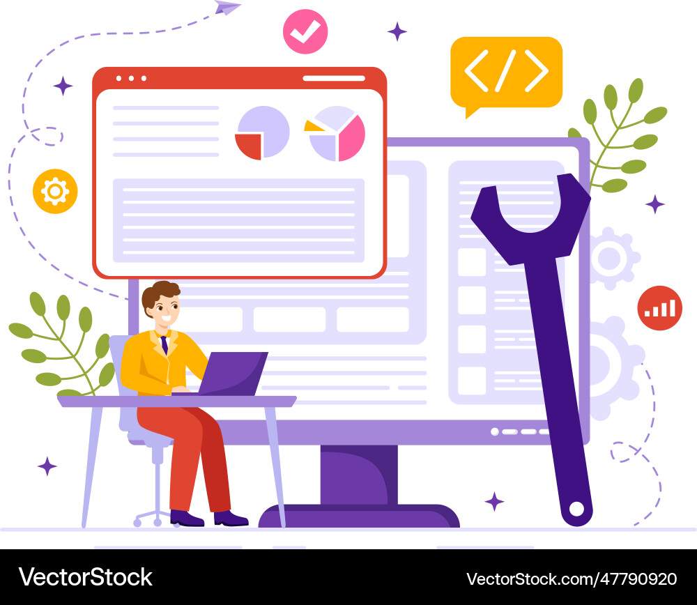 Software testing with application engineering Software testing with application engineering vector image