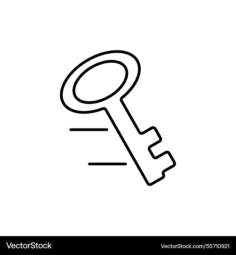 A simple line drawing of key in motion A simple line drawing of key in motion vector image