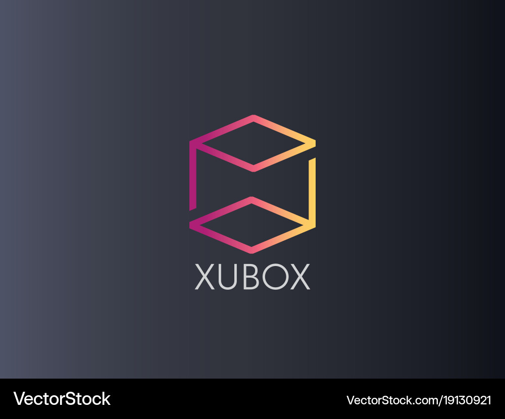 Abstract box cube logo icon template blockchain vector image