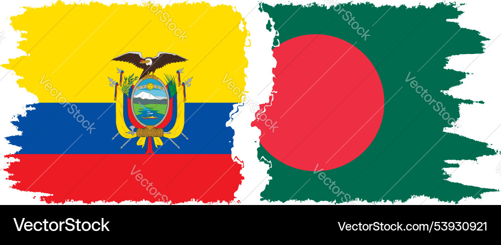Bangladesh and ecuador grunge flags connection Bangladesh and ecuador grunge flags connection vector image