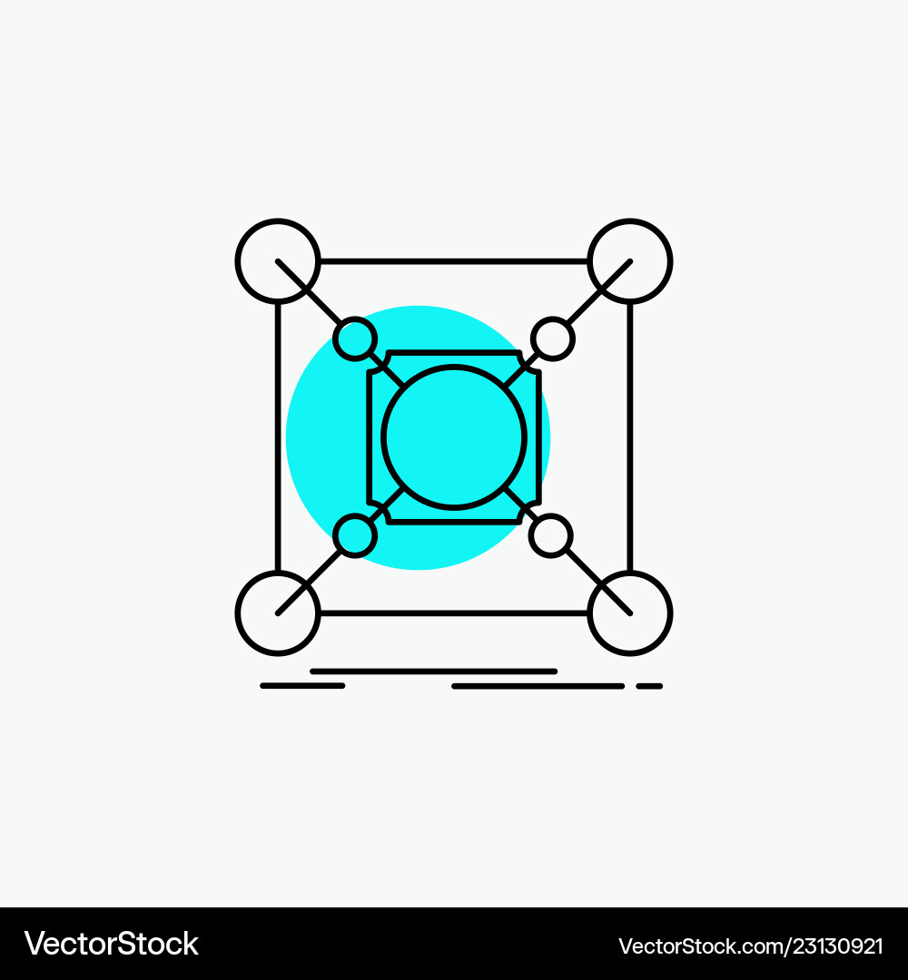 Base center connection data hub line icon Base center connection data hub line icon vector image