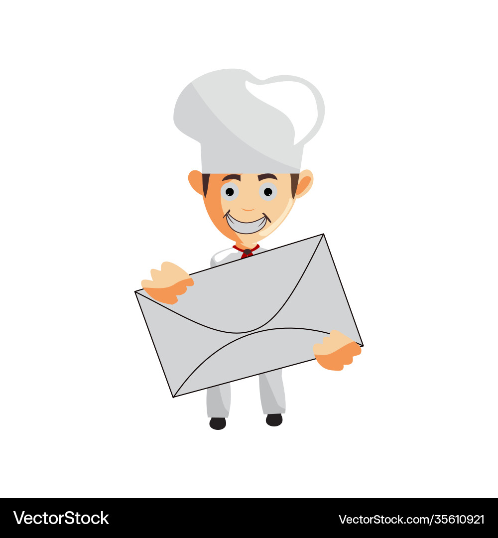 Chef character creation template pose hold mail Chef character creation template pose hold mail vector image