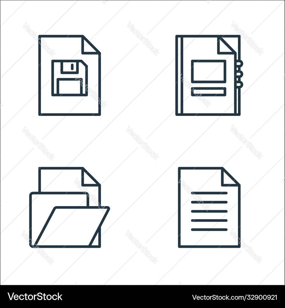 File and document outline line icons linear set File and document outline line icons linear set Vector Image