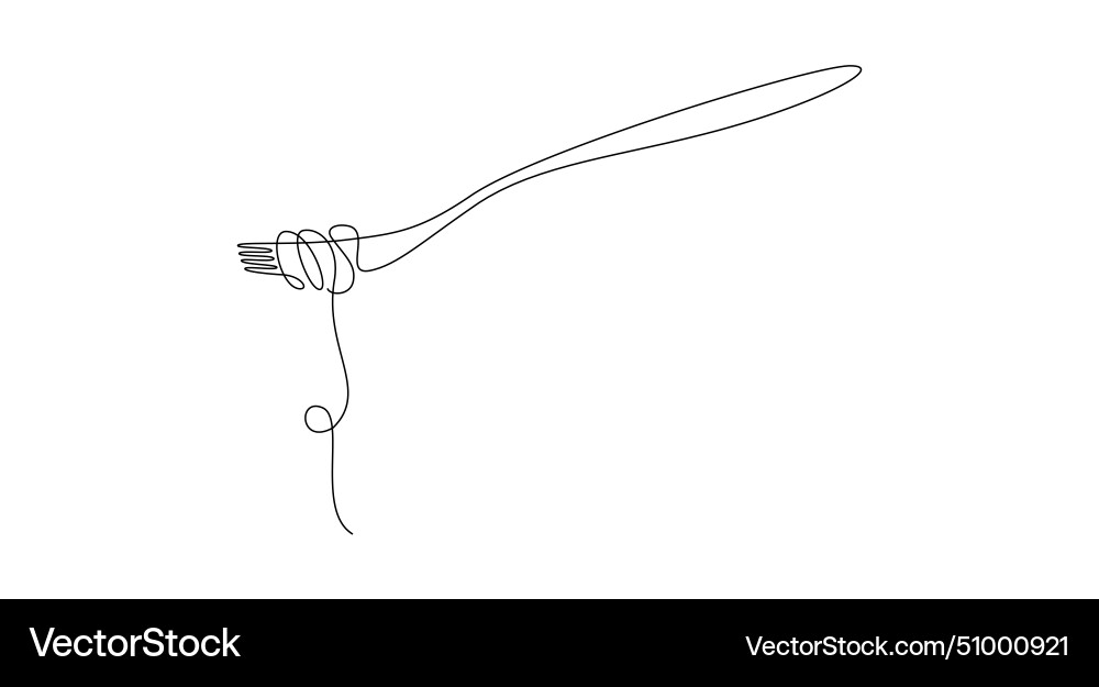 Fork with pasta in one continuous line drawing Fork with pasta in one continuous line drawing vector image