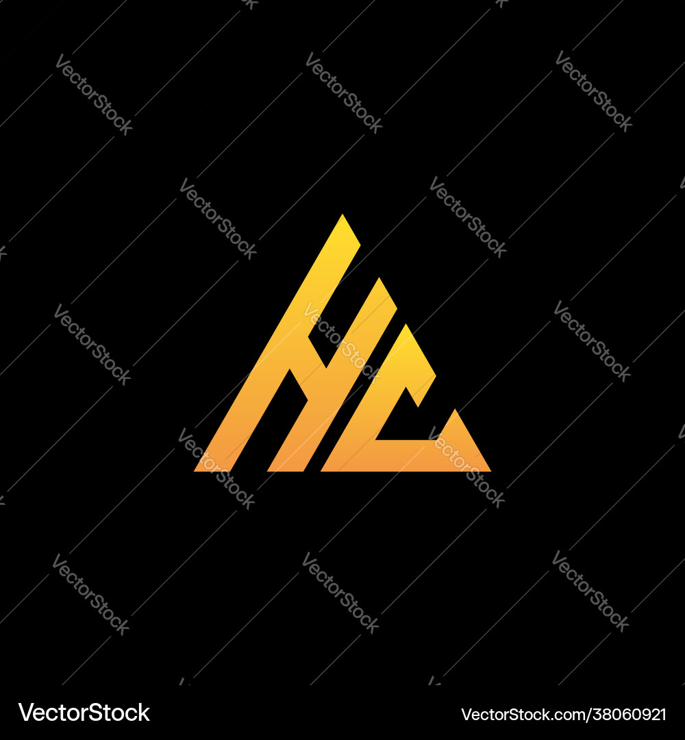 H c monogram initial logo with a yellow triangle H c monogram initial logo with a yellow triangle vector image
