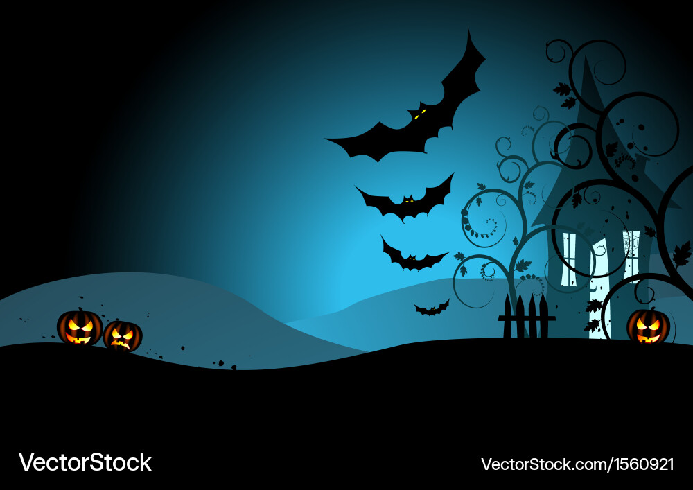 Halloween Bats and Scary House Background Vector Image