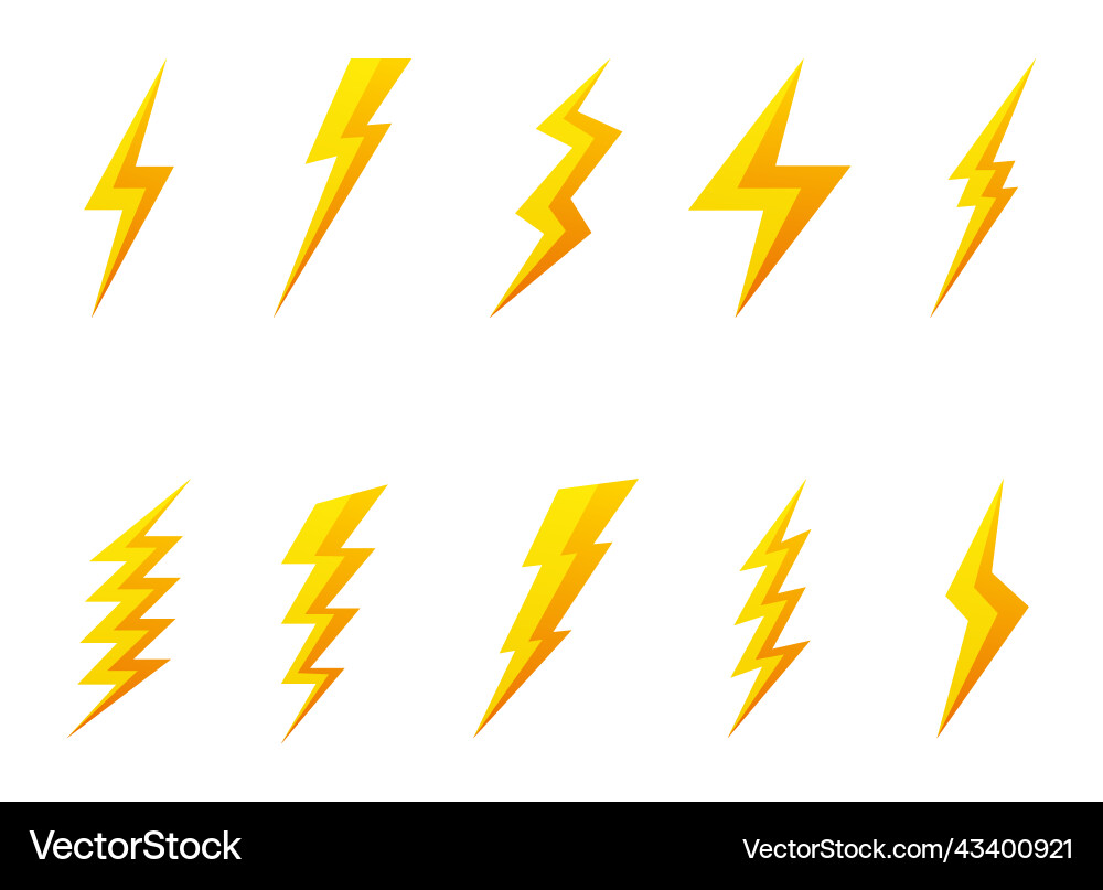 Lightning bolt icons collection set isolated Lightning bolt icons collection set isolated vector image