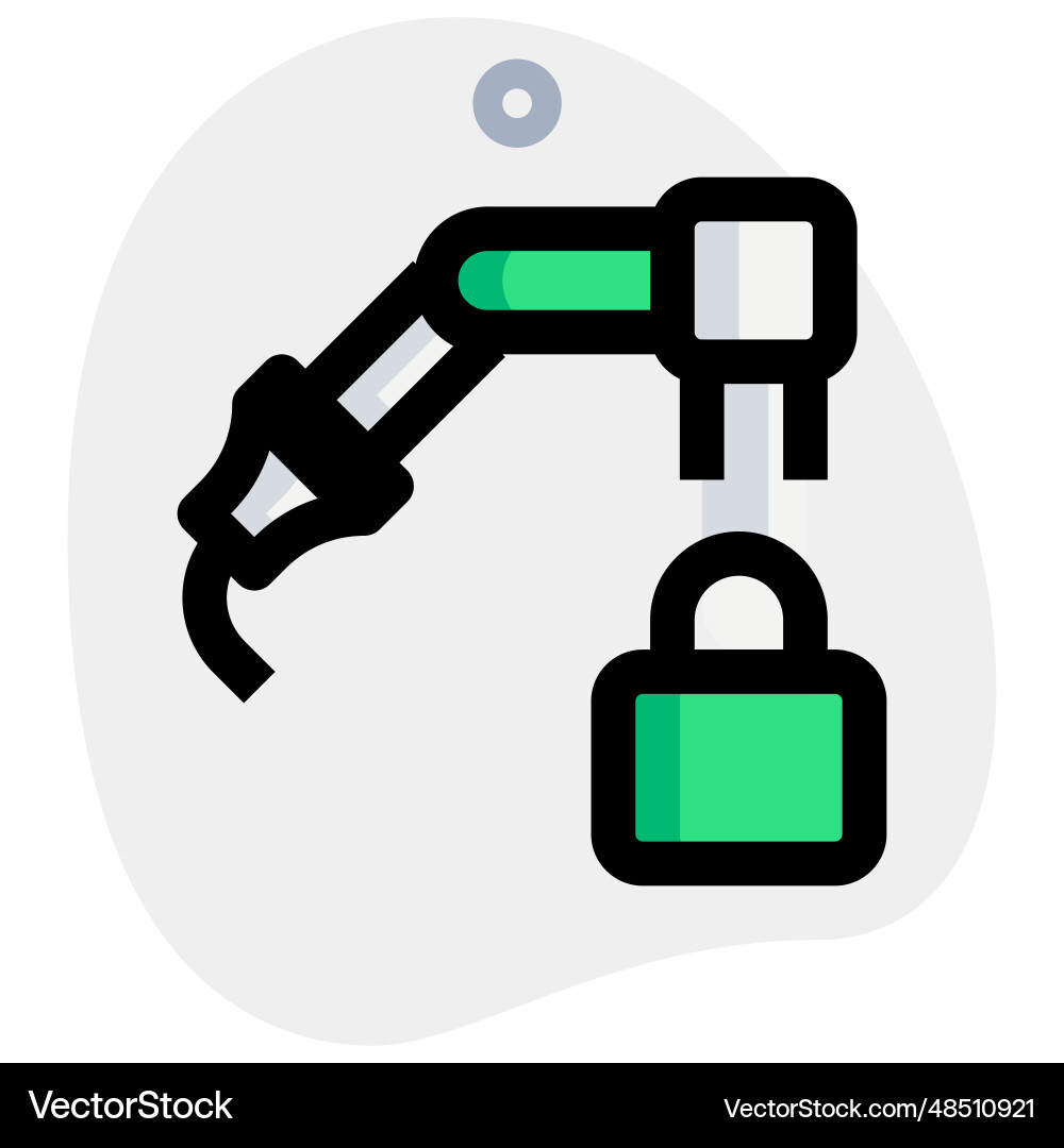 Lock system inbuilt in mechanical arm vector image