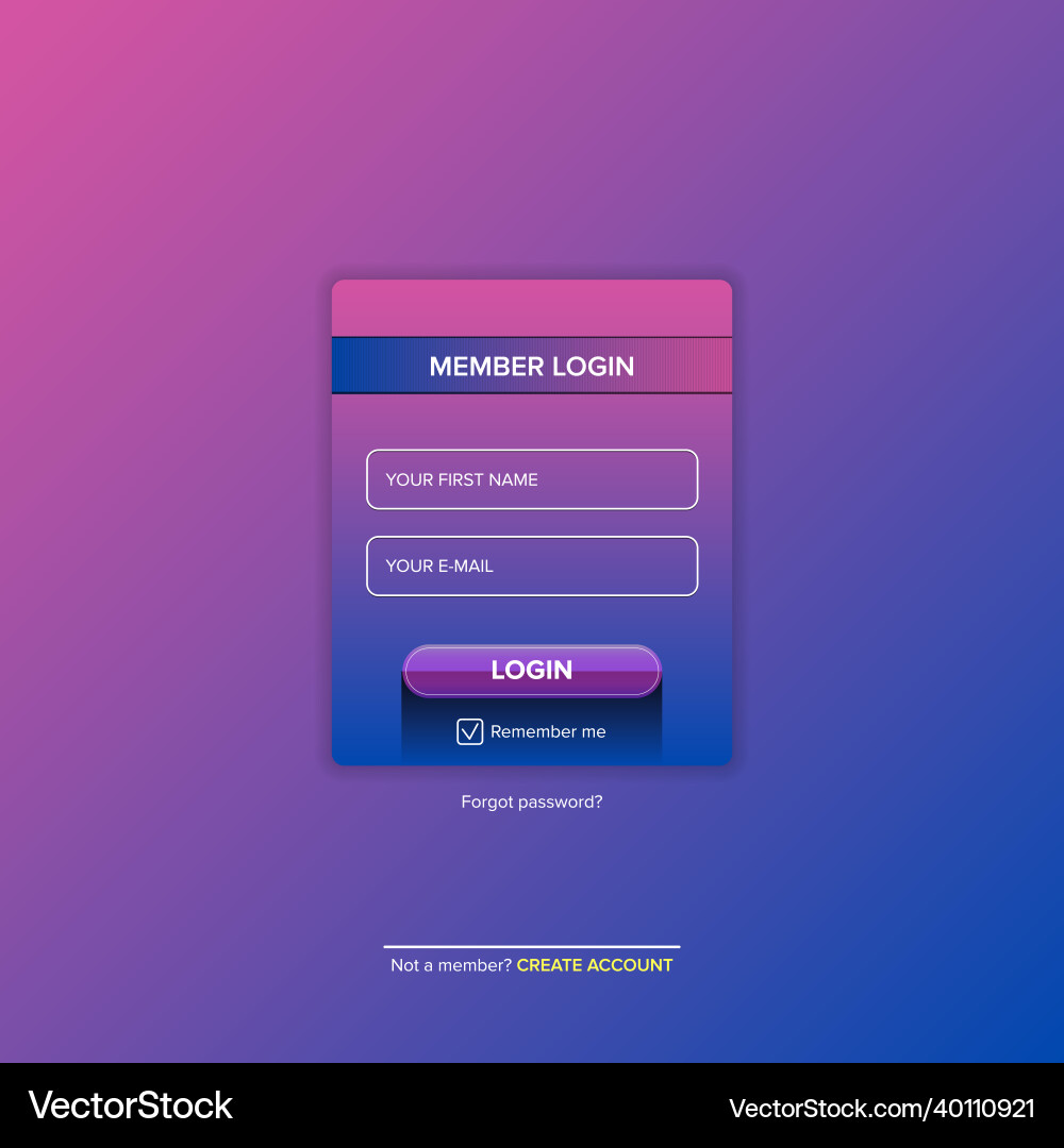 Login form web page design template or mock up vector image