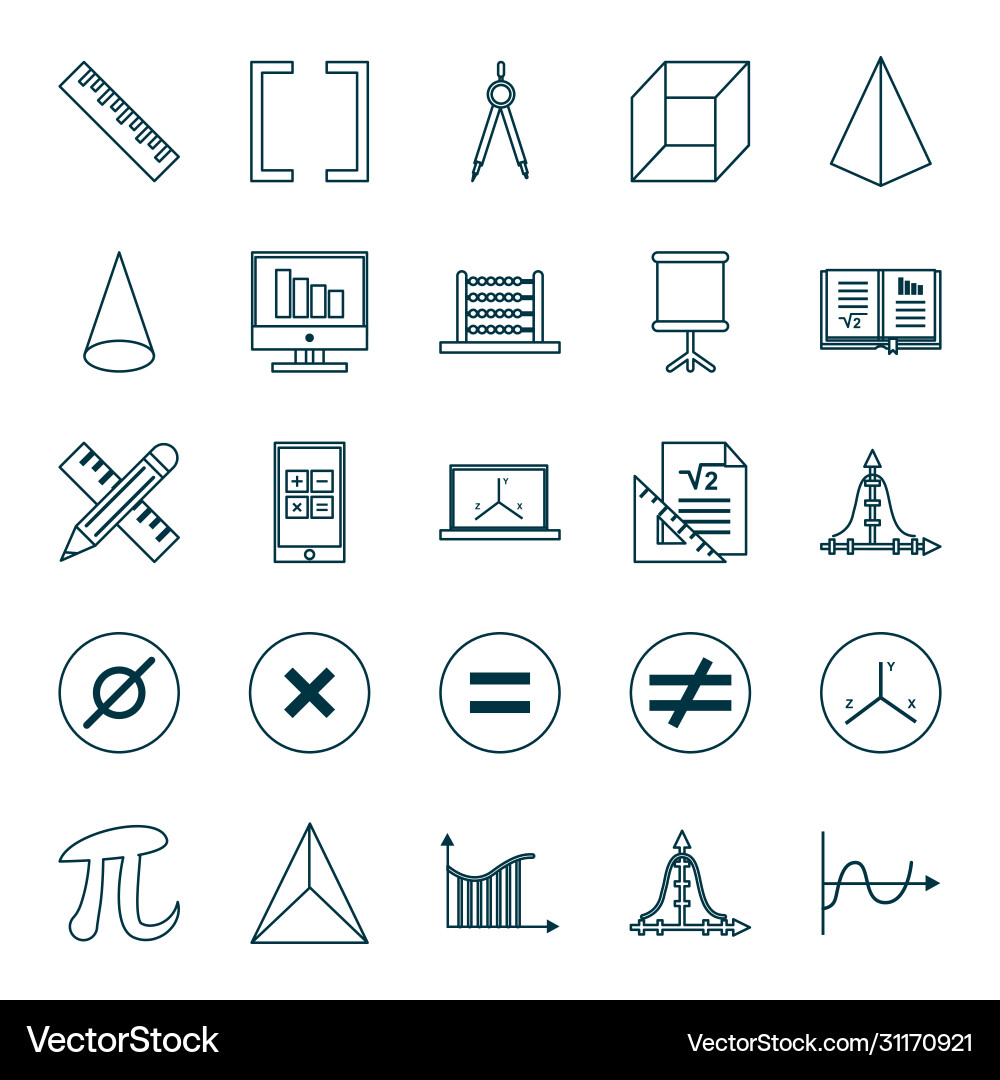 Math line style icon set design Math line style icon set design vector image